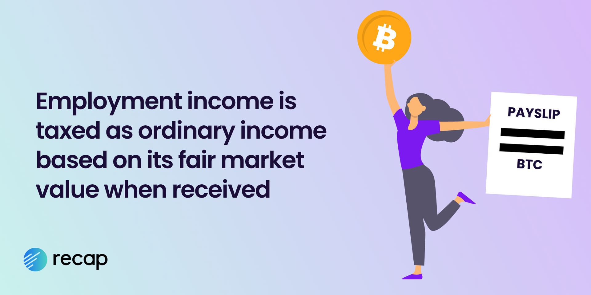 Illustration stating that employment income is taxed as ordinary income based on its fair market value when received