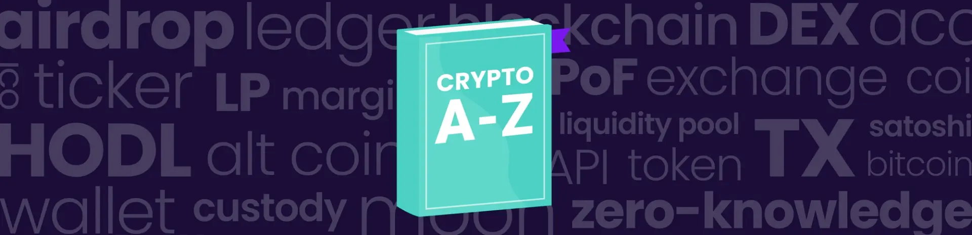 An illustration of a glossary book with the title crypto A-Z