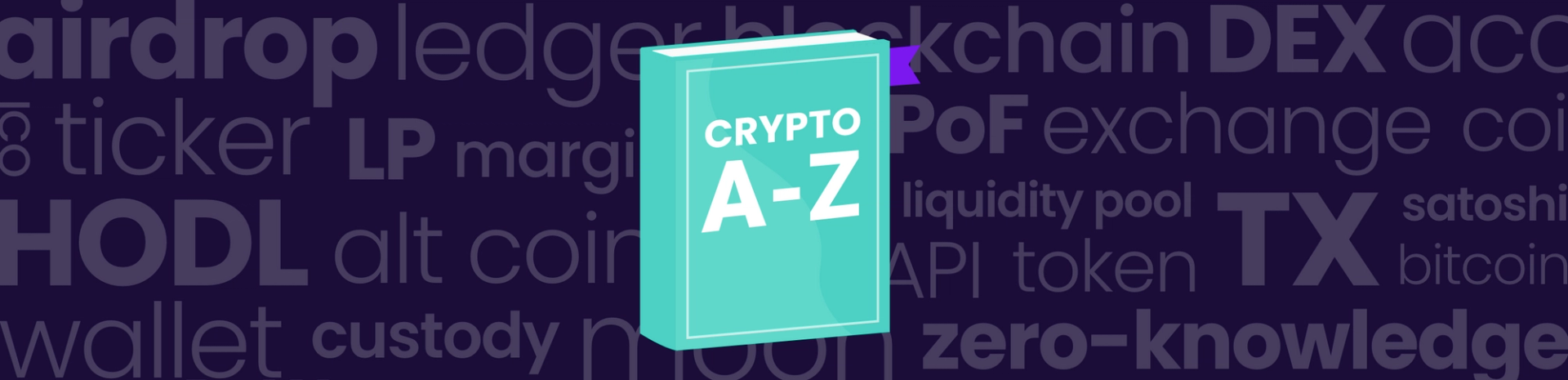 An illustration of a glossary book with the title crypto A-Z