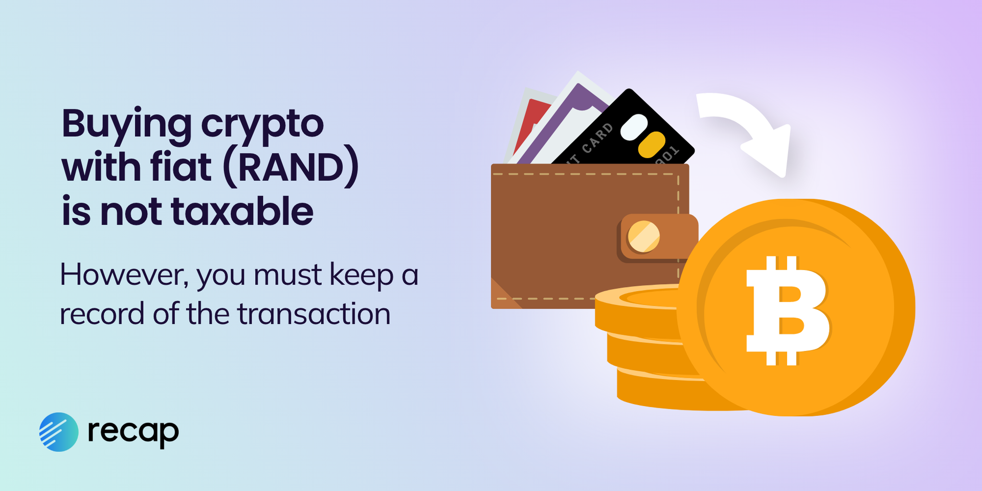 Infographic: showing that buying crypto with South African Rand is not taxable