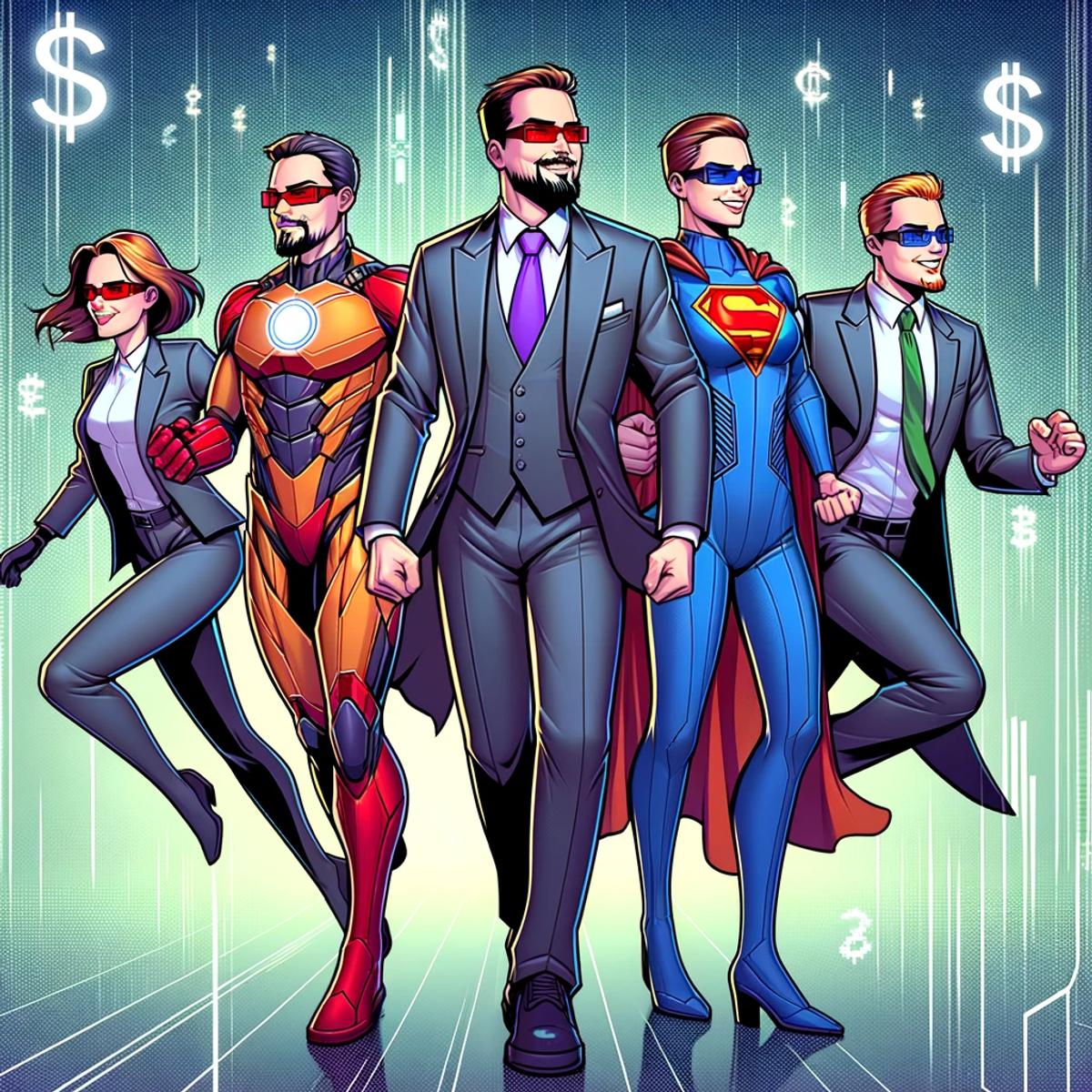 AI generated image of tax super hero team