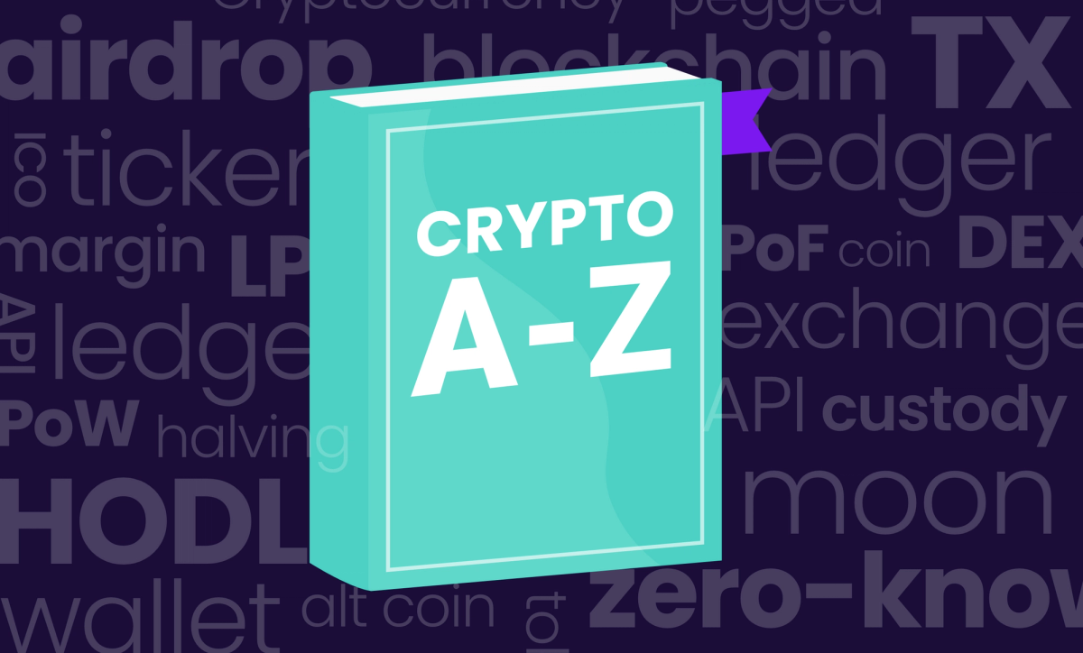 Illustration of a glossary titled Crypto A-Z