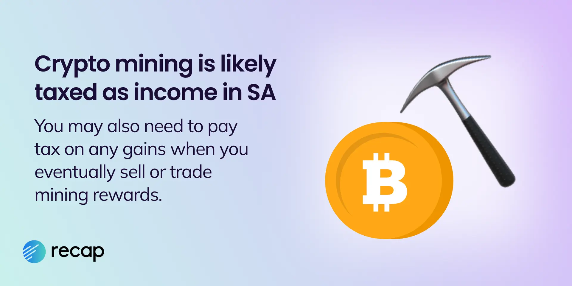 Infographic: crypto mining is likely taxes as income by SARS, you may also need to pay tax on gains when you dispose of mining rewards