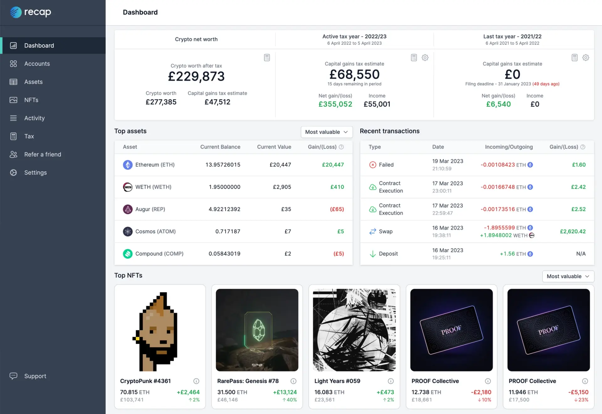 Recap Dashboard