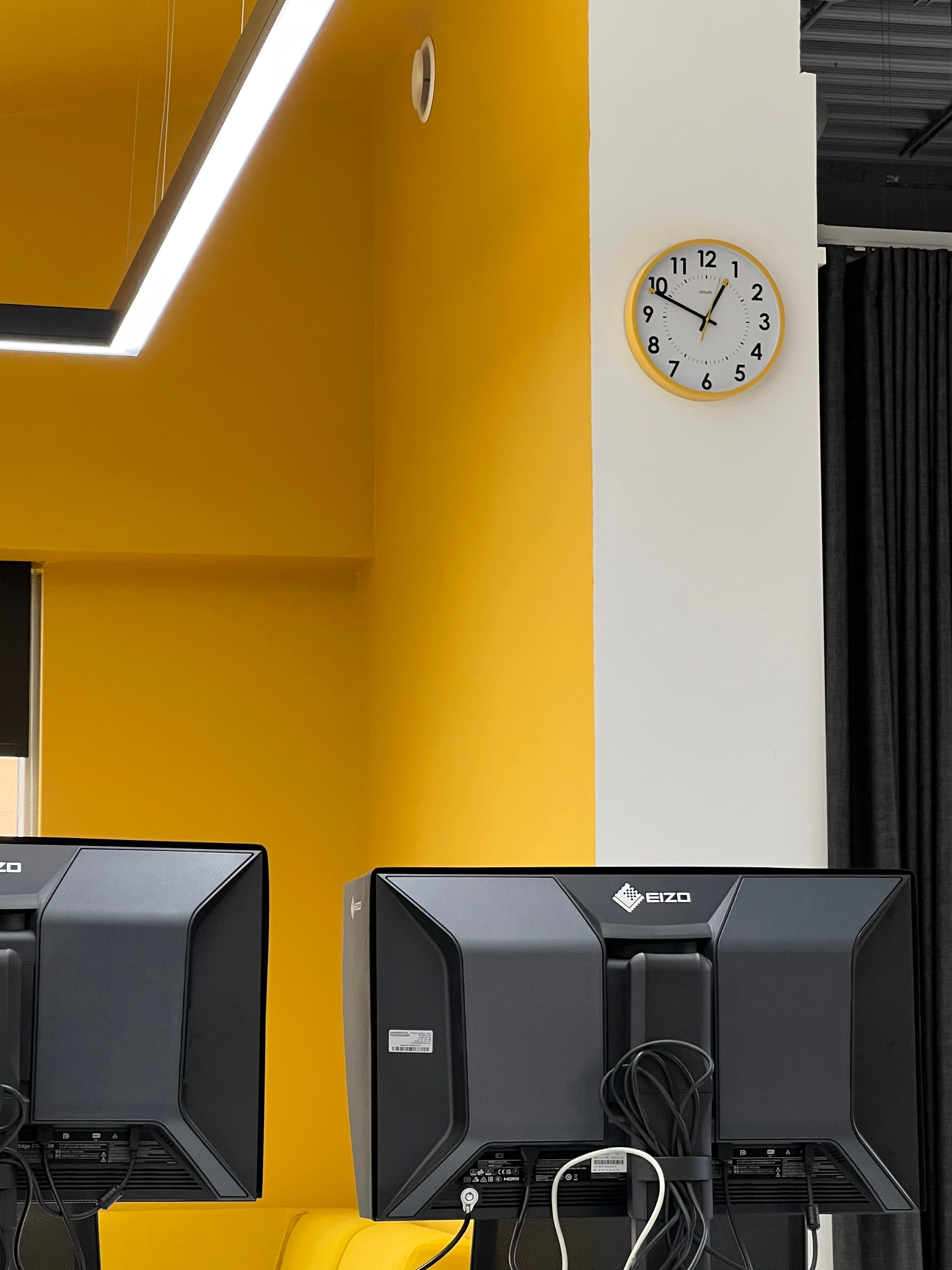 Computers within the photography studios at Harrow Campus.
