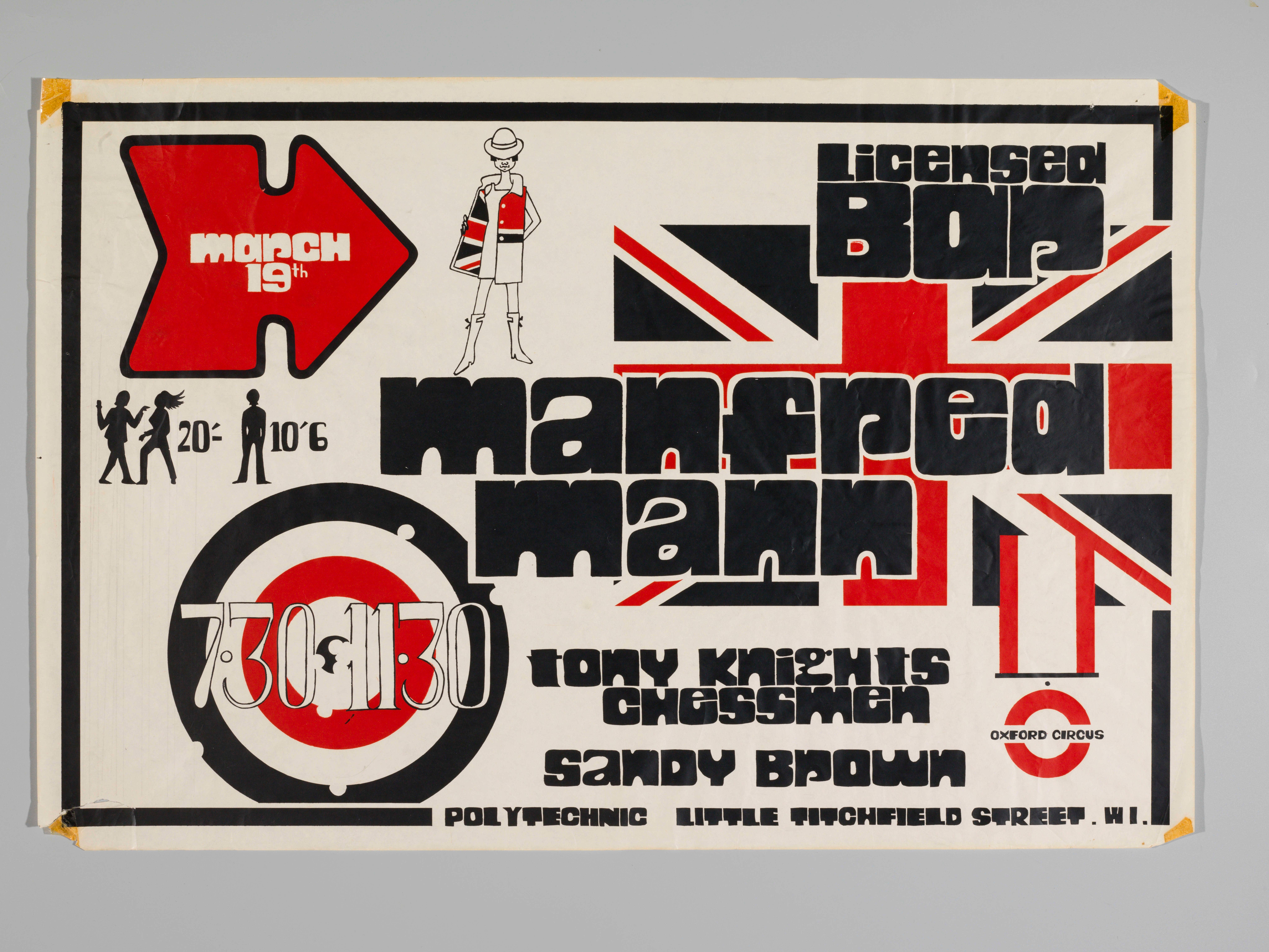 A concert poster advertising Manfred Mann at the Polytechnic.