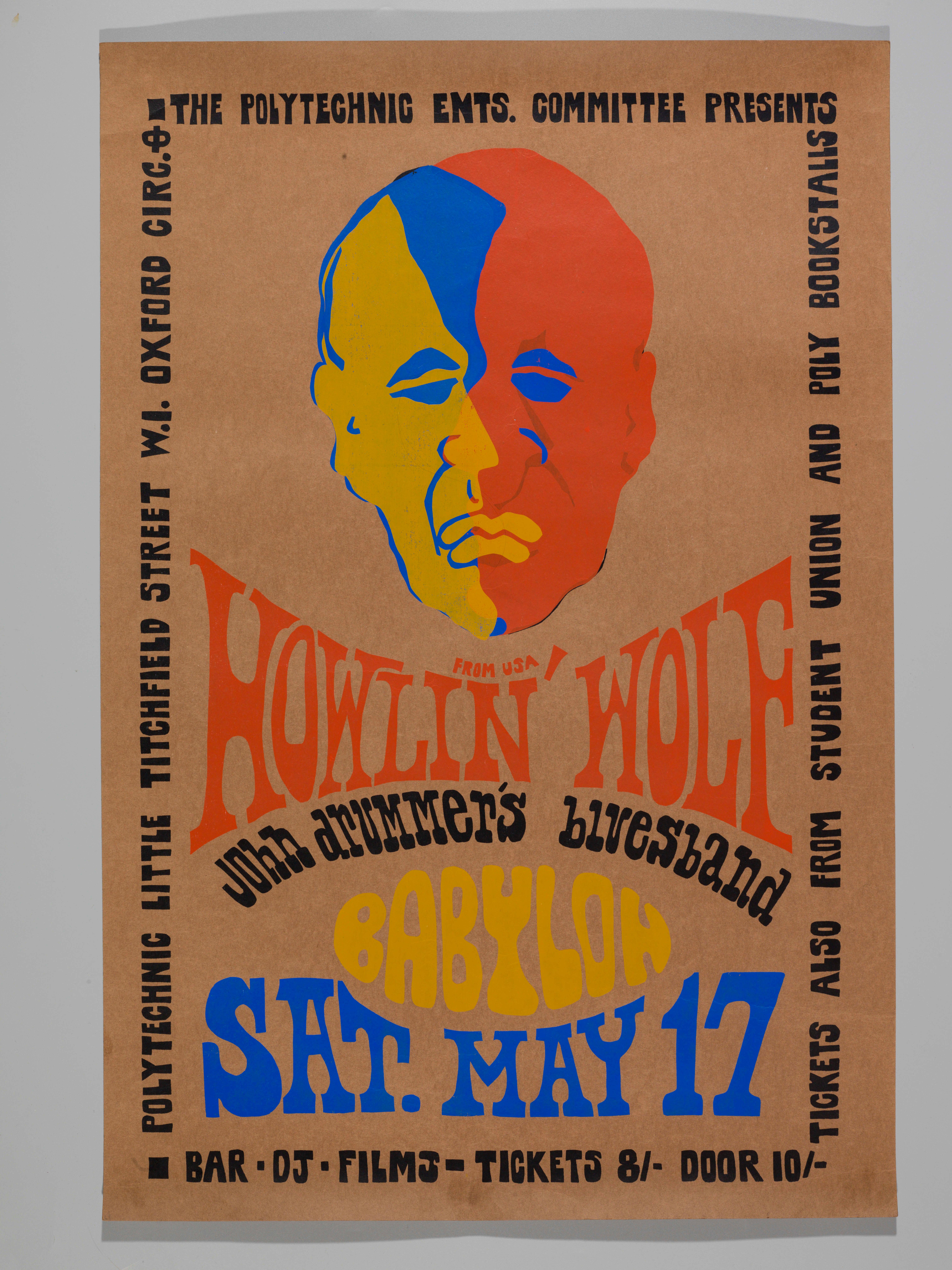 A concert poster advertising Howlin' Wolf at the Polytechnic.