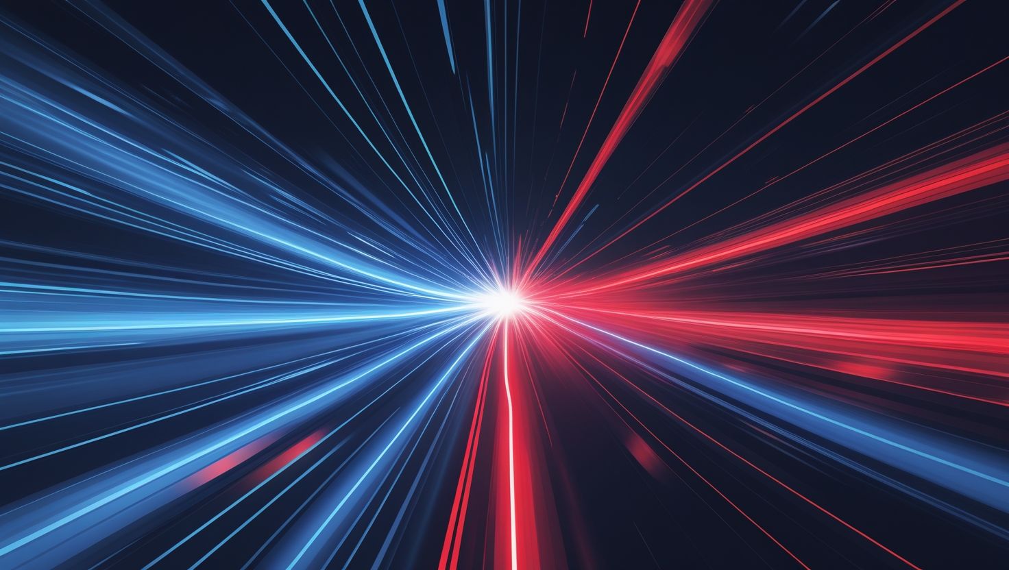 Líneas de rojo y azul eléctrico convergentes hacia el centro Líneas de rojo y azul eléctrico convergentes hacia el centro