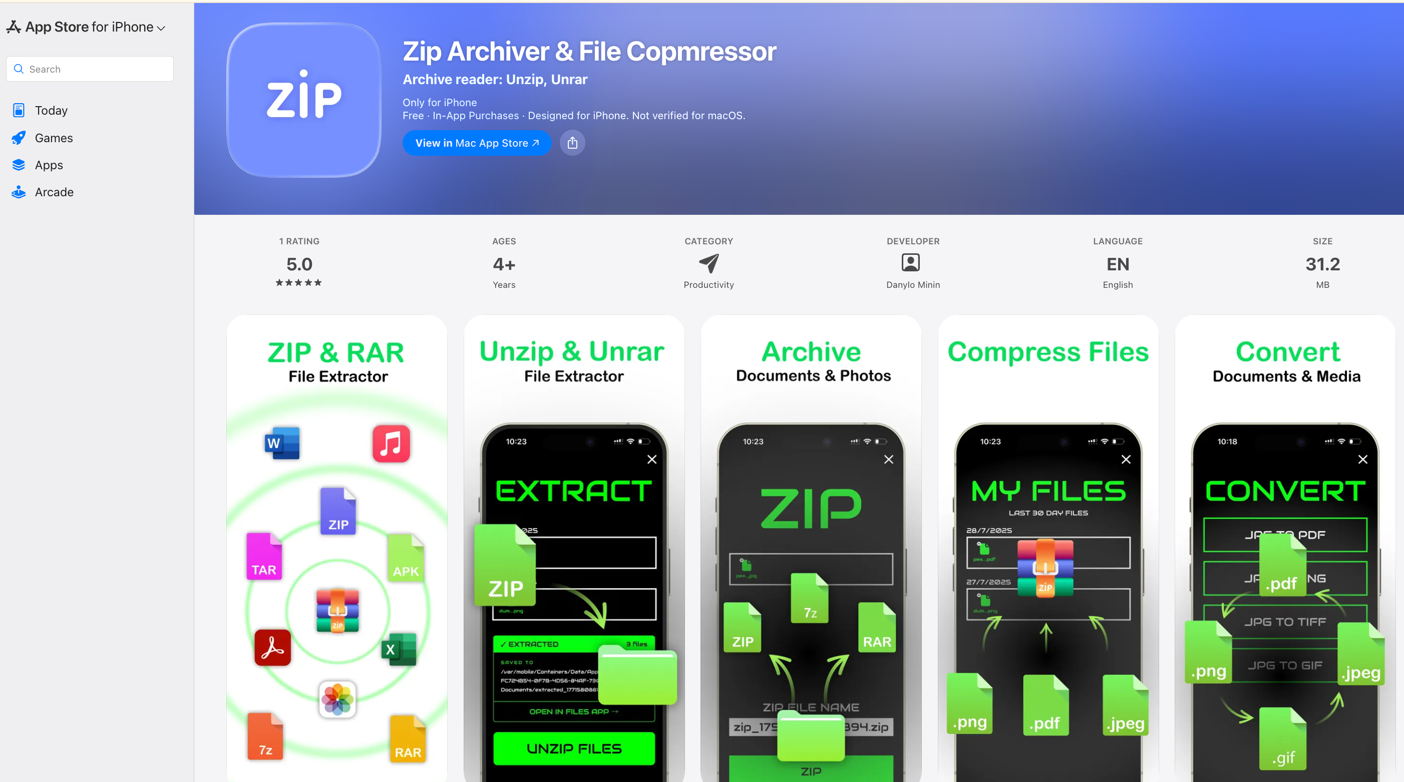Скріншот галереї Додаток Zip Archiver & File Compressor для iOS - 2