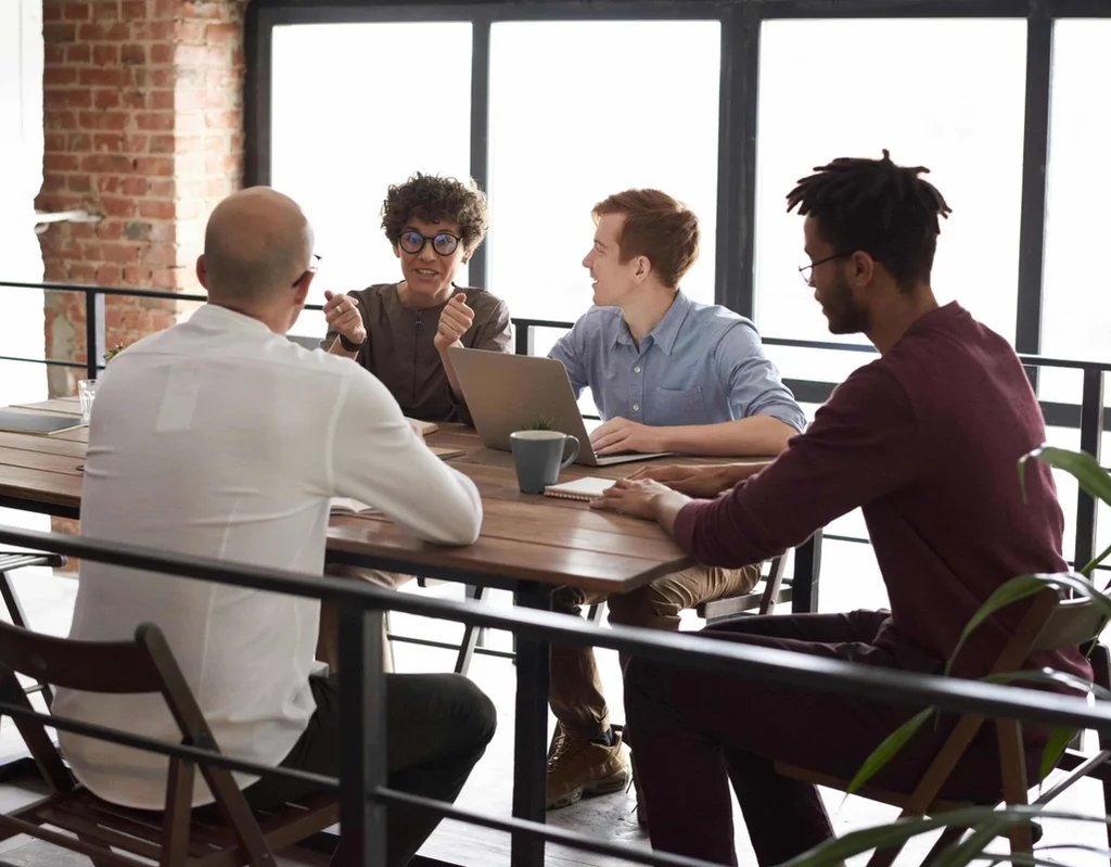 People discussing ideas in an office