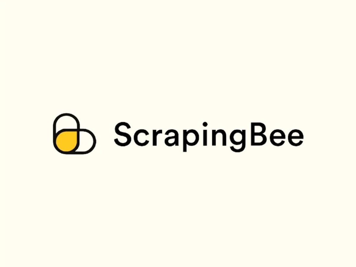 ScrapingBee wordmark with a stylised bee icon in yellow on cream.