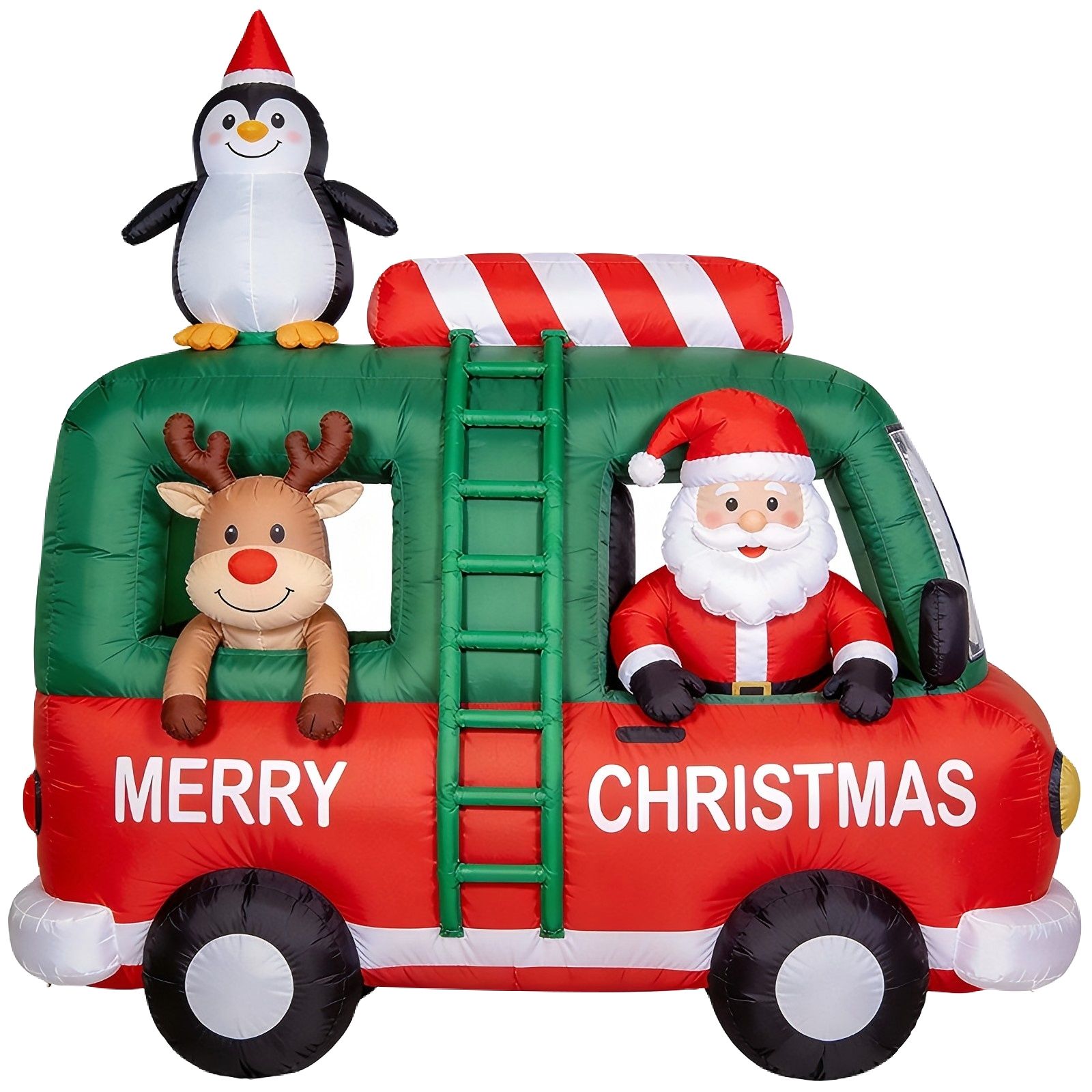 Christmas Inflatable RV Camper: Santa, Reindeer & Penguin with LED Lights