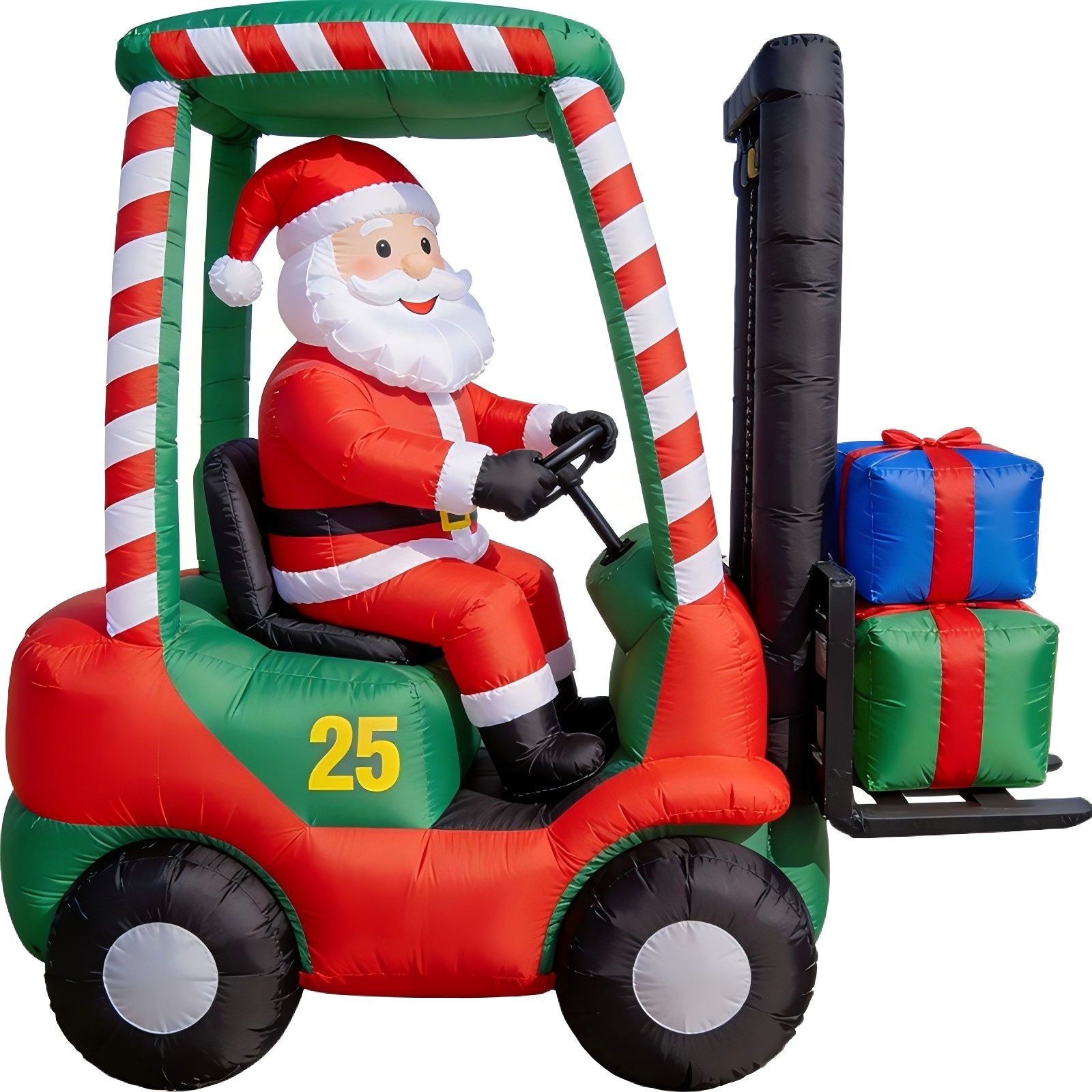 Christmas Inflatable Forklift: Santa Driving with Gifts & LED Lights