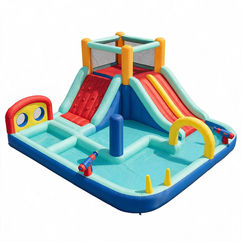 Ultimate Kids Inflatable Water Park - Twin Slide Bounce House with Splash Pool, Water Cannons & Toss Game