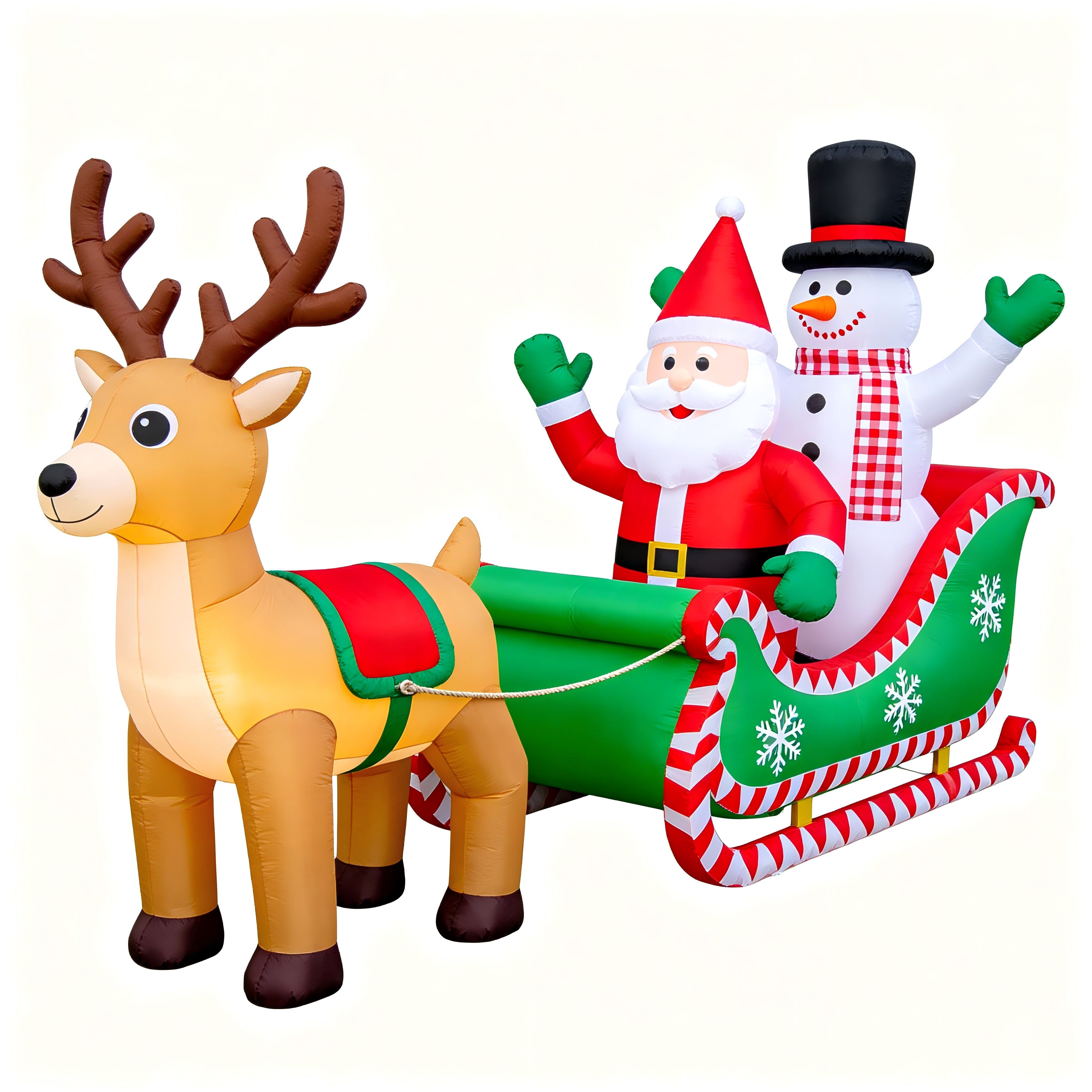 Christmas Inflatable Sleigh: Santa, Snowman & Reindeer with LED Lights