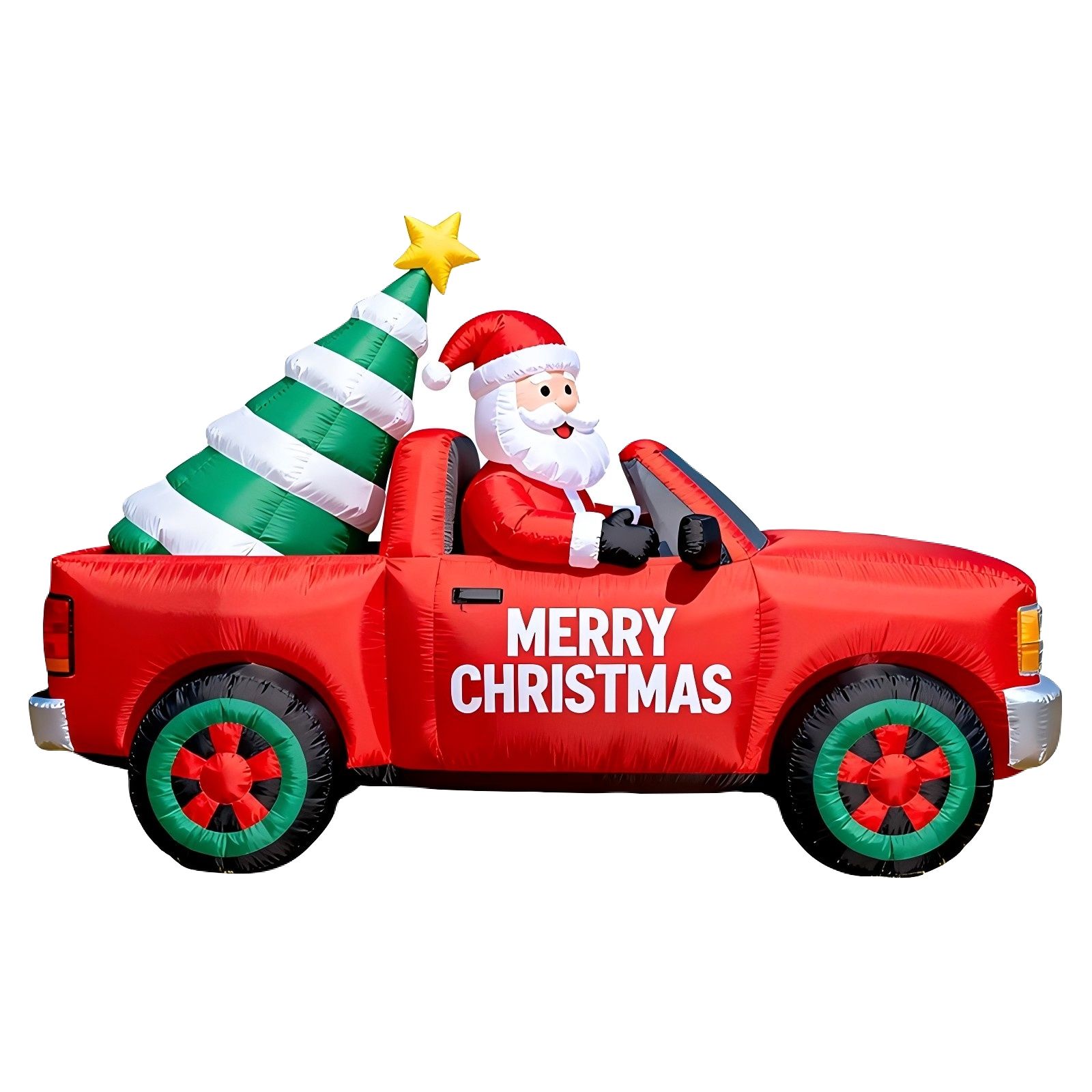Christmas Inflatable Red Truck with Giant Tree & Santa (LED Lights)