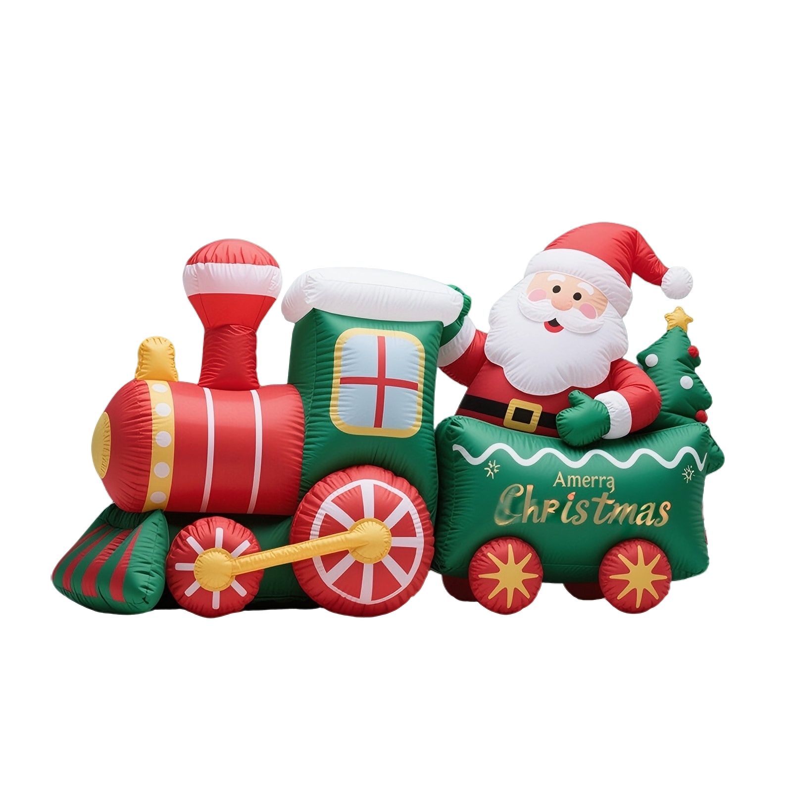 Christmas Inflatable Train: Santa, Gift Car & Star Wheels with LED Lights
