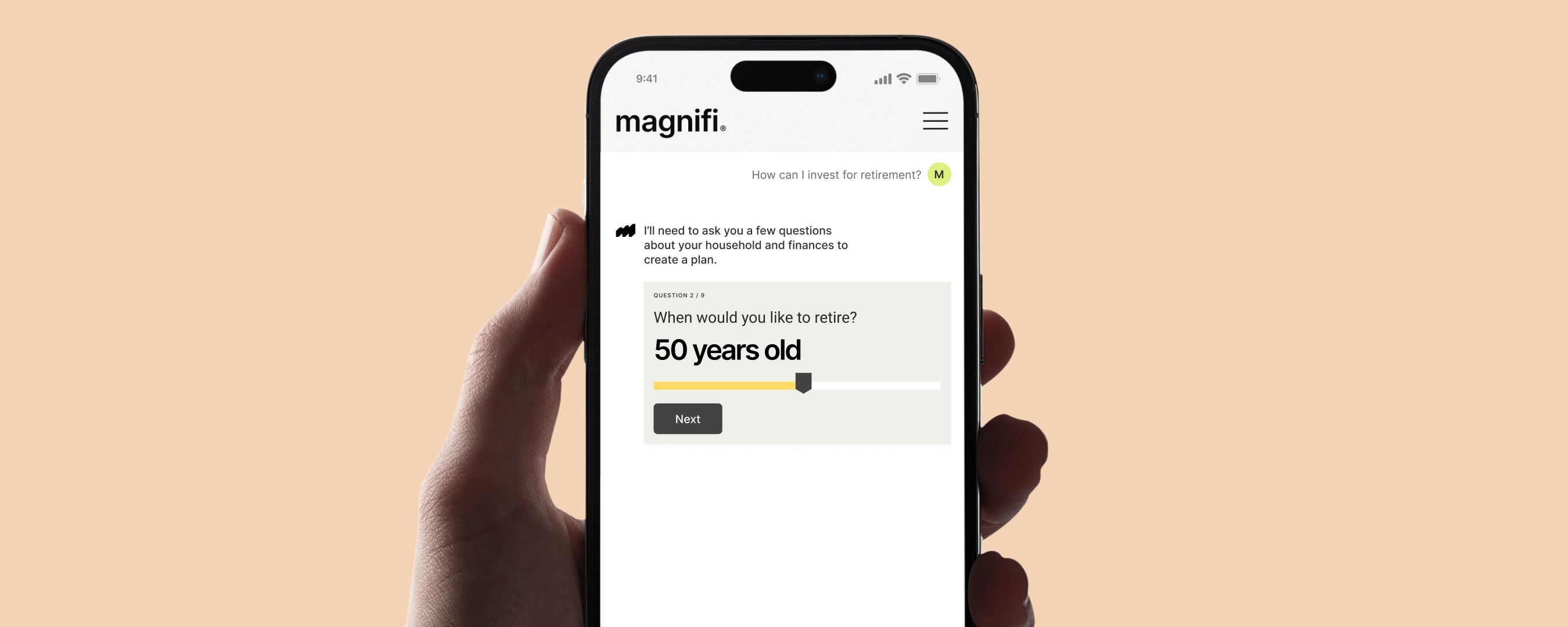 A man using the Magnifi AI investing app to invest