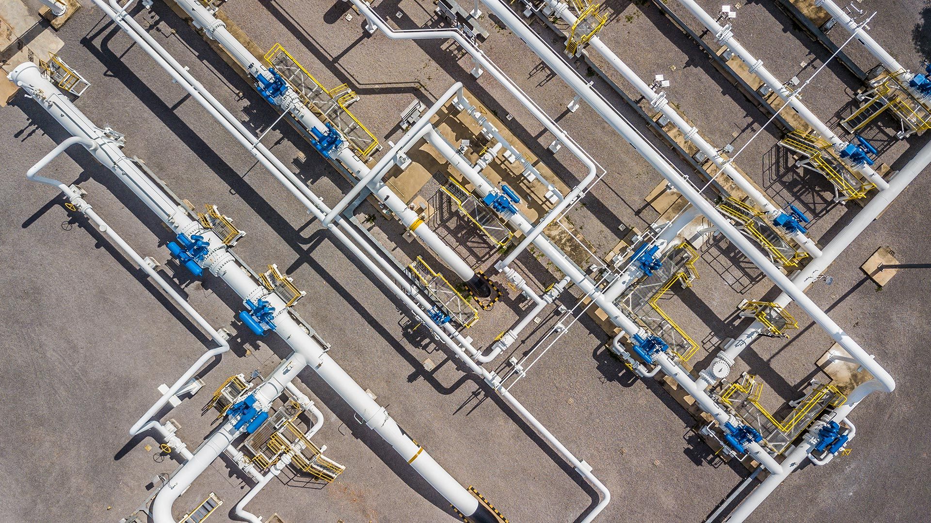 Aerial top view of a natural gas pipeline.
