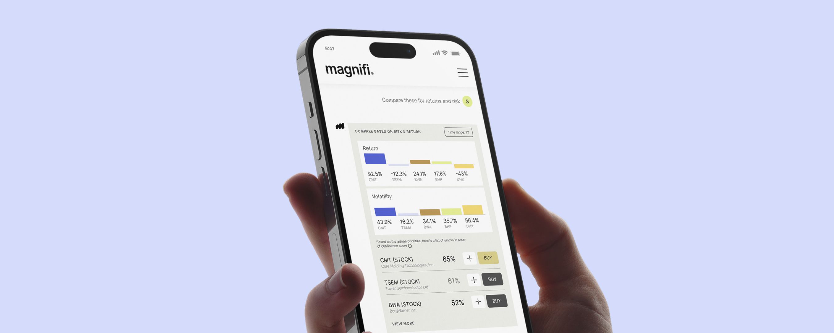 A man using the Magnifi AI investing app to invest