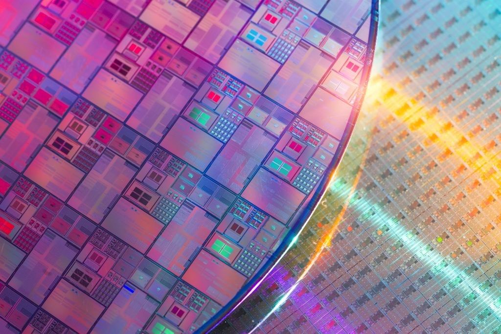 Pink-hued silicon wafers and microcircuits that have automation system control applications.