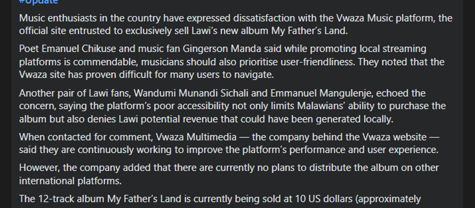 Behind The Scenes Of Lawi's Exclusive Album Release On Vwaza