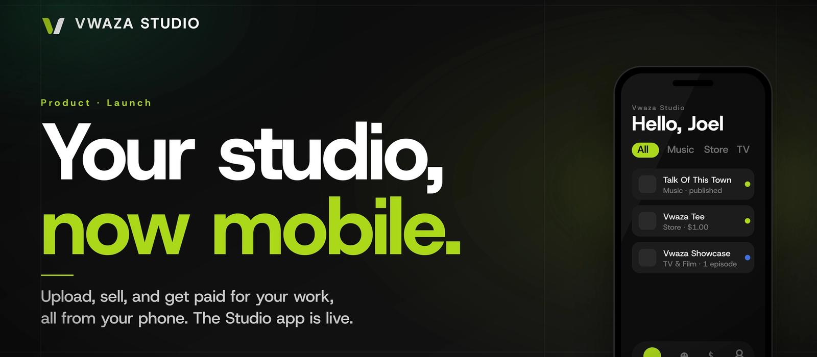 Vwaza Studio, now mobile. The Vwaza Studio app is live on iOS and Android.
