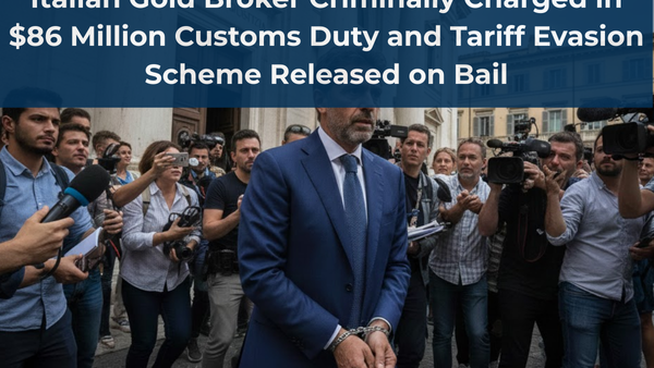 Italian Gold Broker Criminally Charged in $86 Million Customs Duty and Tariff Evasion Scheme Released on Bail