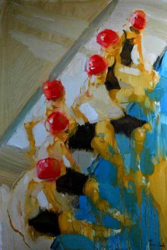 Swimming lesson 2, oil on canvas, Iryna Yermolova