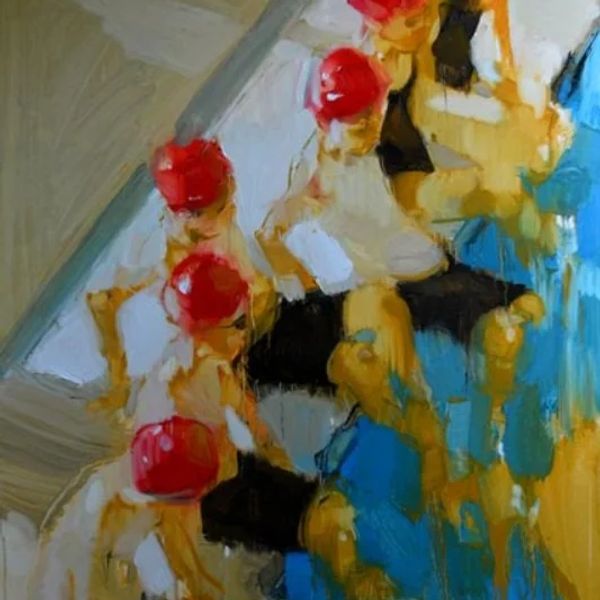 Swimming lesson 2, oil on canvas, Iryna Yermolova