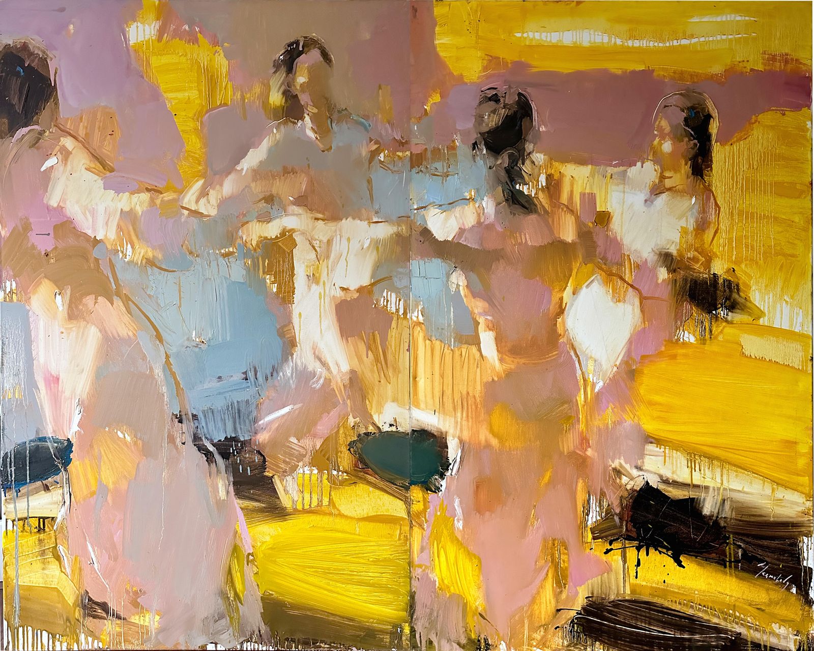 Dance (diptych) by Iryna Yermolova, oil on canvas, 2017