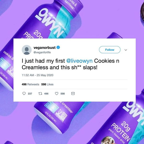 Tweet: "I just had my first @liveowyn Cookies n Creamless and this sh** slaps!"