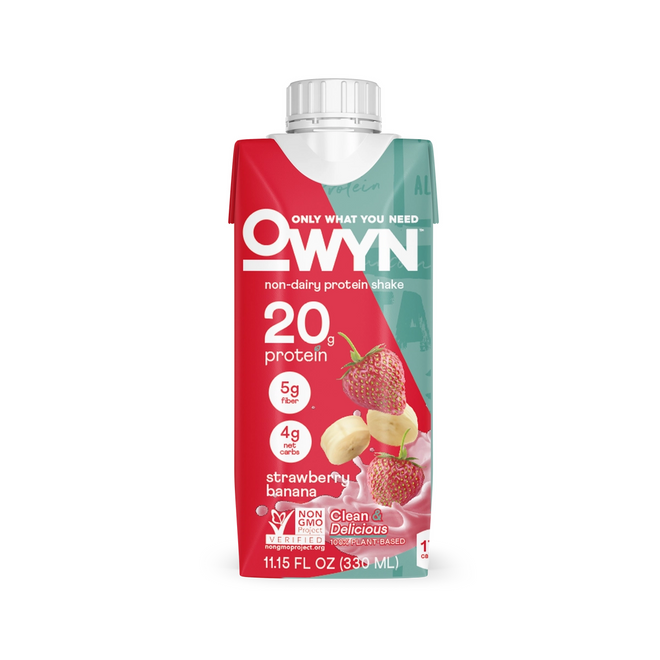OWYN Strawberry Banana Protein Shake Carton