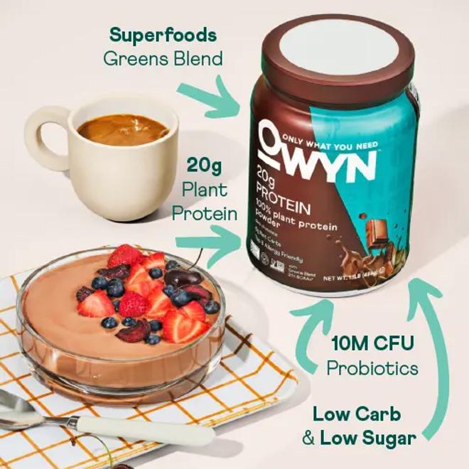 OWYN 2lb Dark Chocolate Protein Powder Features