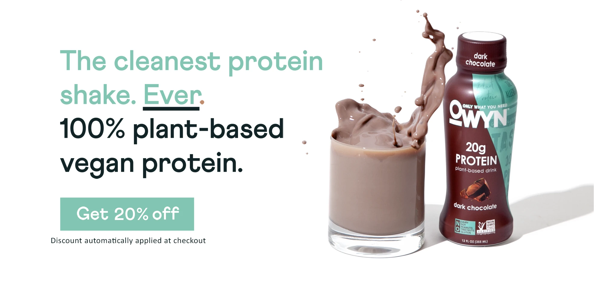 The cleanest protein shake. Ever. 100% plant-based vegan protein.