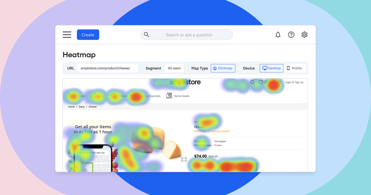 website heatmap visualization showing user attention patterns with hotspots on key visual elements