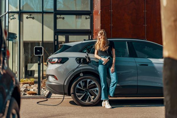 girl with electric car