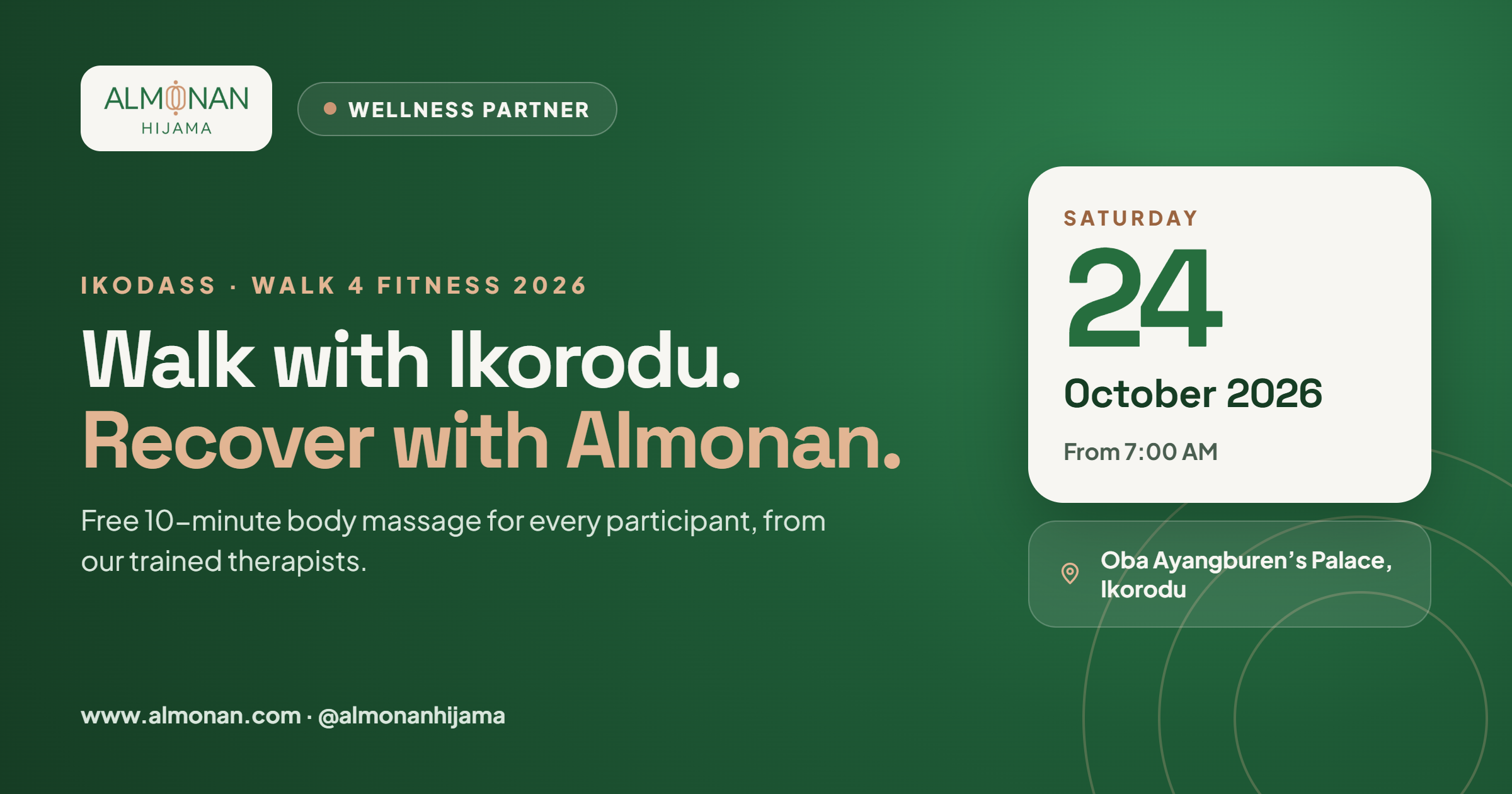Almonan Joins IKODASS Walk 4 Fitness: Free Body Massage on 24 October