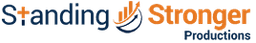 Standing Stronger Productions logo in navy and orange