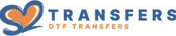 S2 Transfers logo: a blue and orange heart wrapped around the letters S2, with "DTF Transfers" beneath