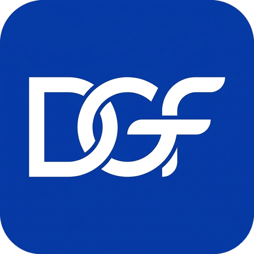 DTF Gang Flow logo: the letters DGF in white on a blue rounded square