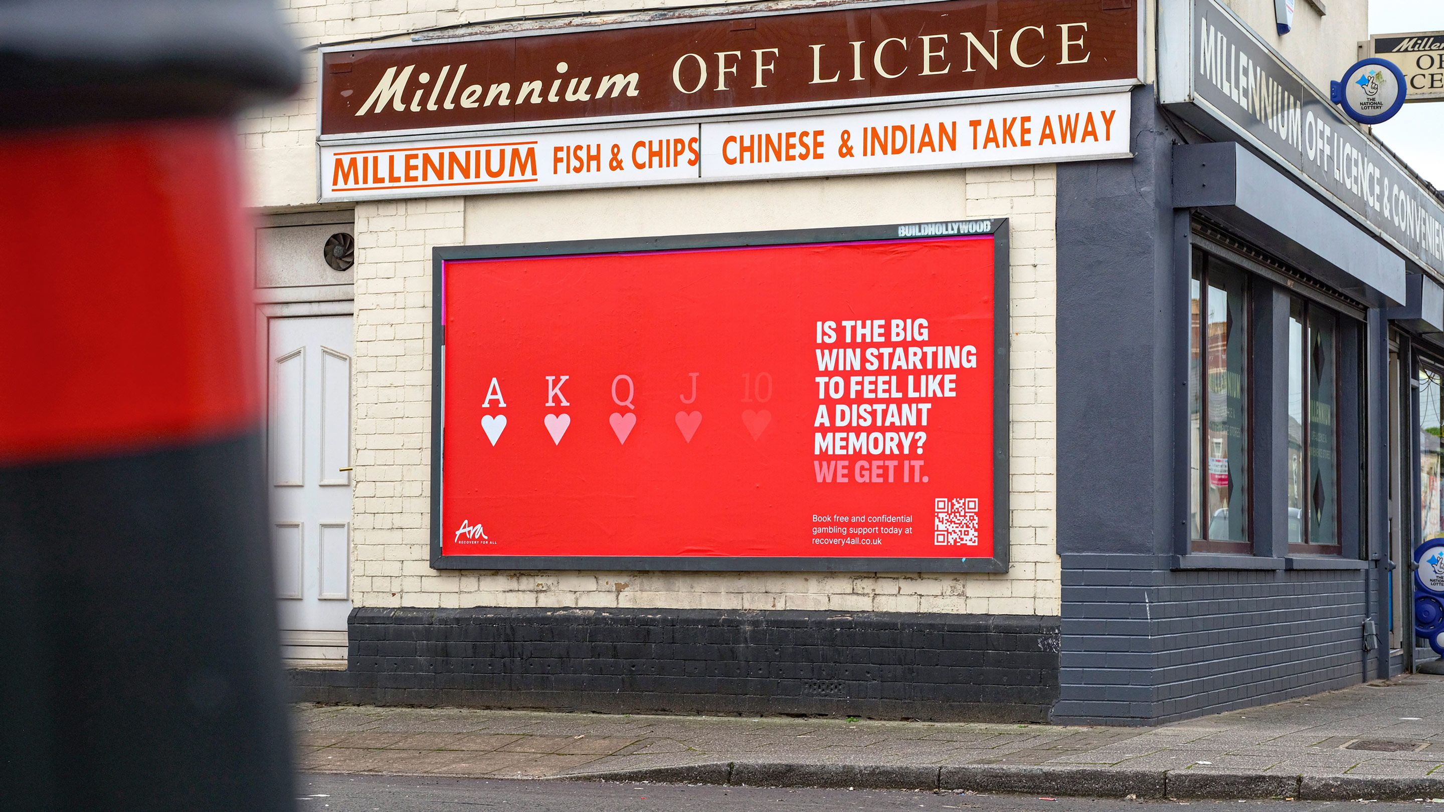 Awareness campaign billboard by Ara Recovery For All in Bristol and Cardiff, asking 'Is the big win starting to feel like a distant memory?