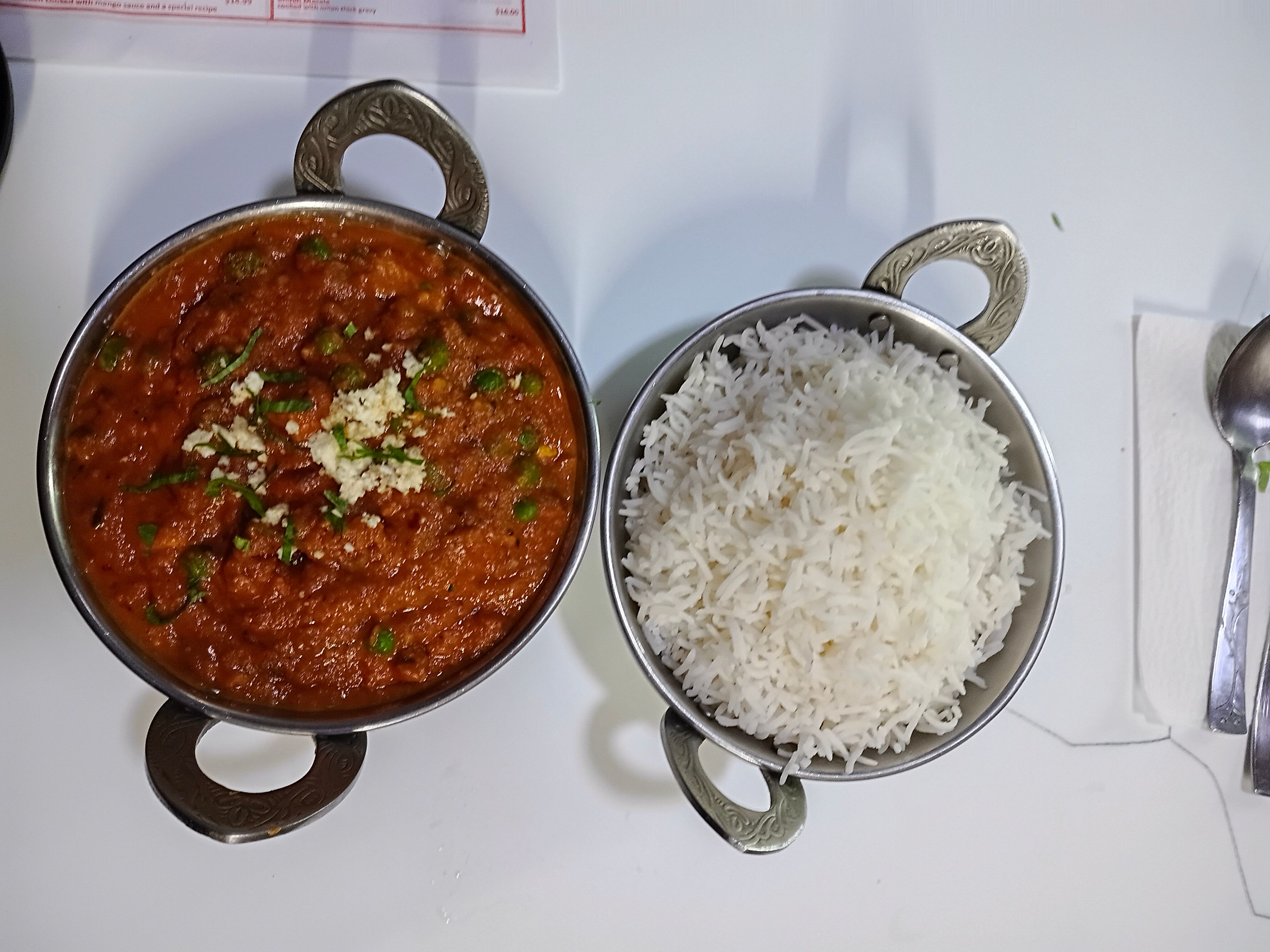 Paneer thali $19.00