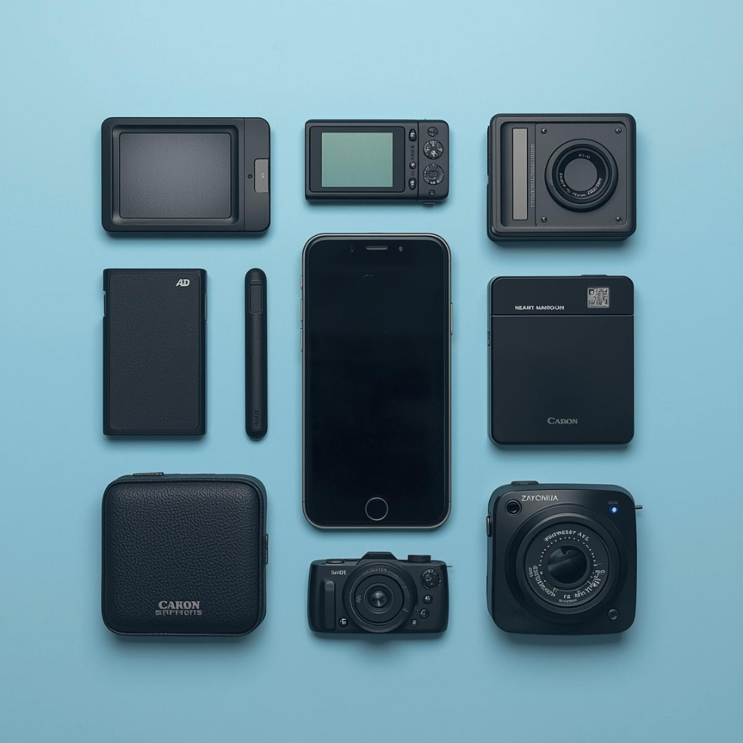 çeşitli elektronik eşyaları bir arada