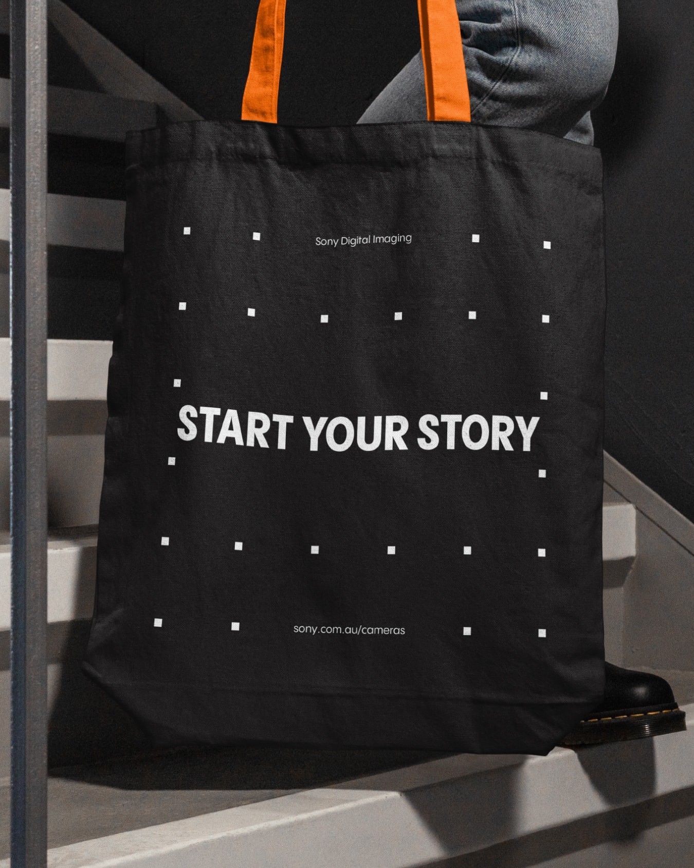 Tote Bag with the Start Your Story logo.
