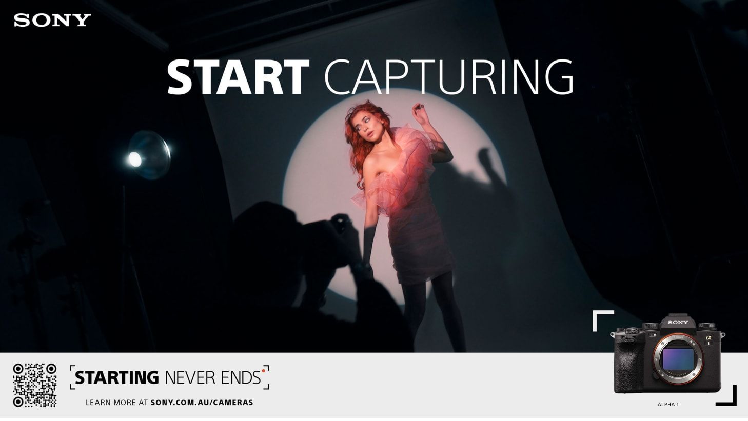 Talent in photography studio behind headline 'Start Capturing'.