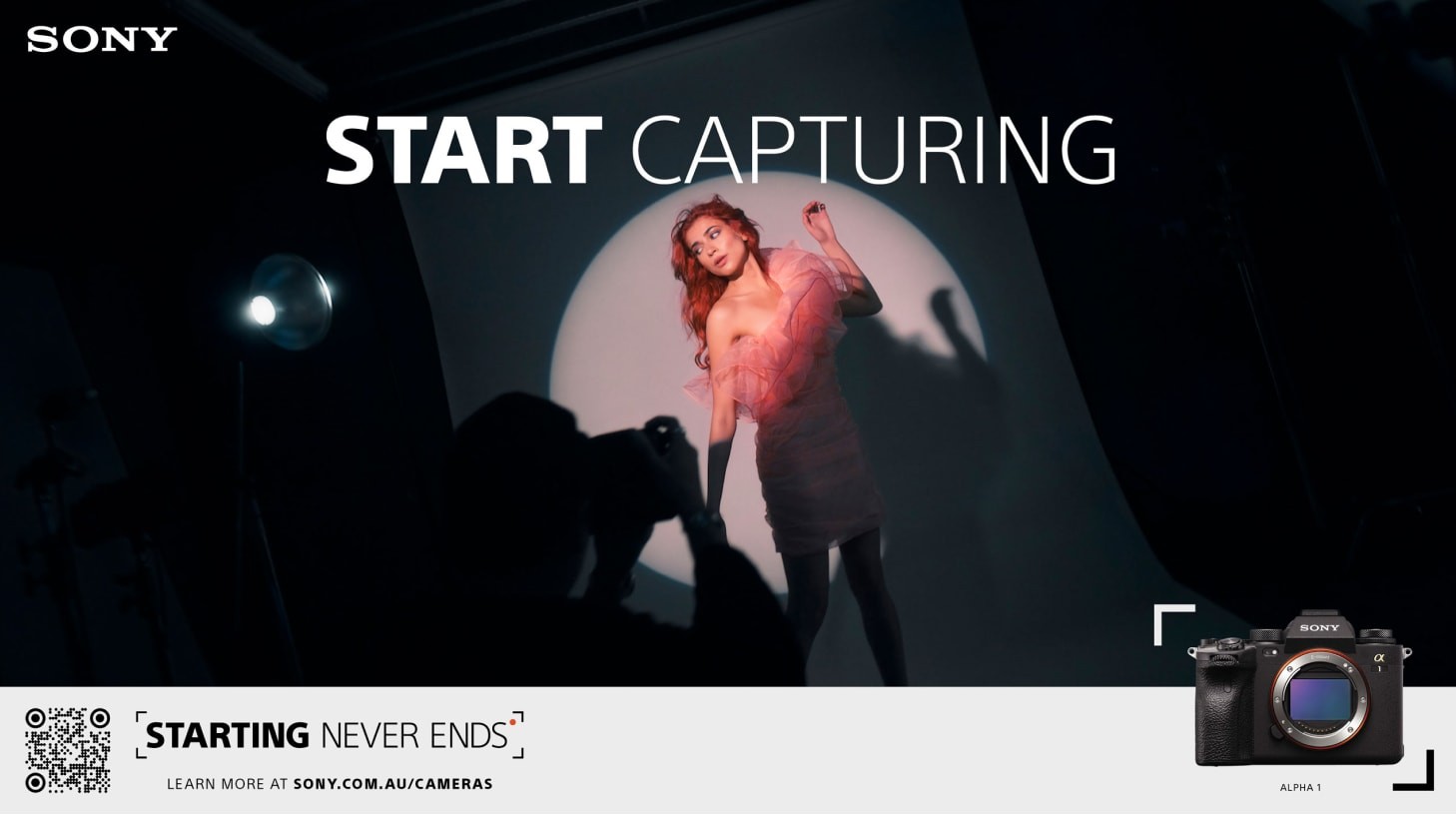 Talent in photography studio behind headline 'Start Capturing'.