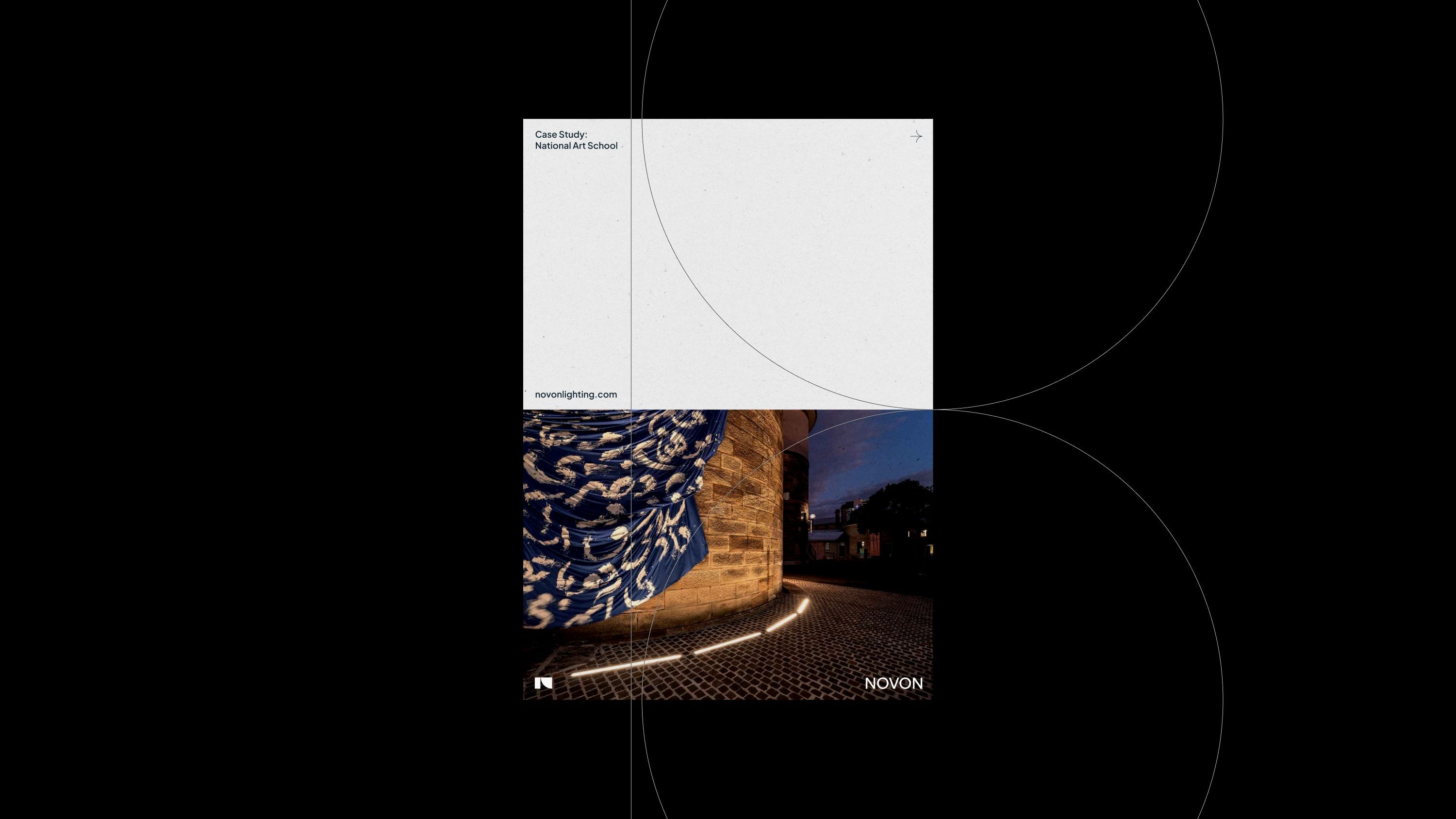 Pamphlet cover with lines and circles that reveal the underlying layout.