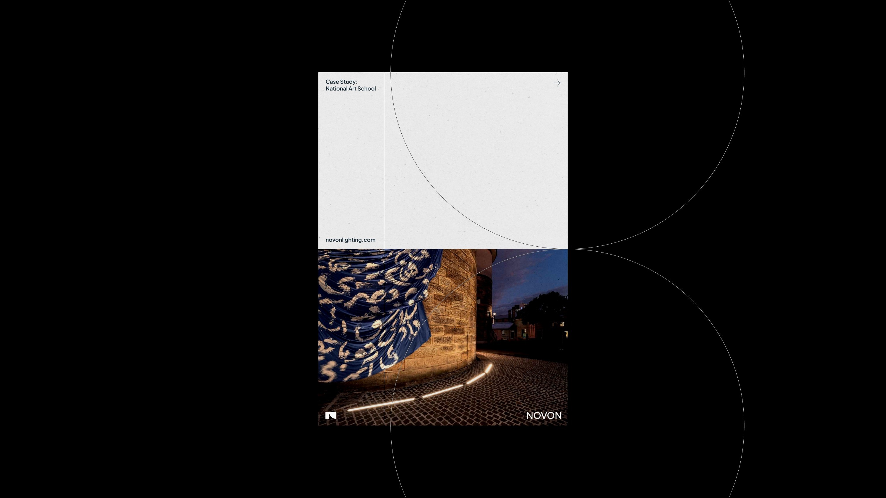 Pamphlet cover with lines and circles that reveal the underlying layout.