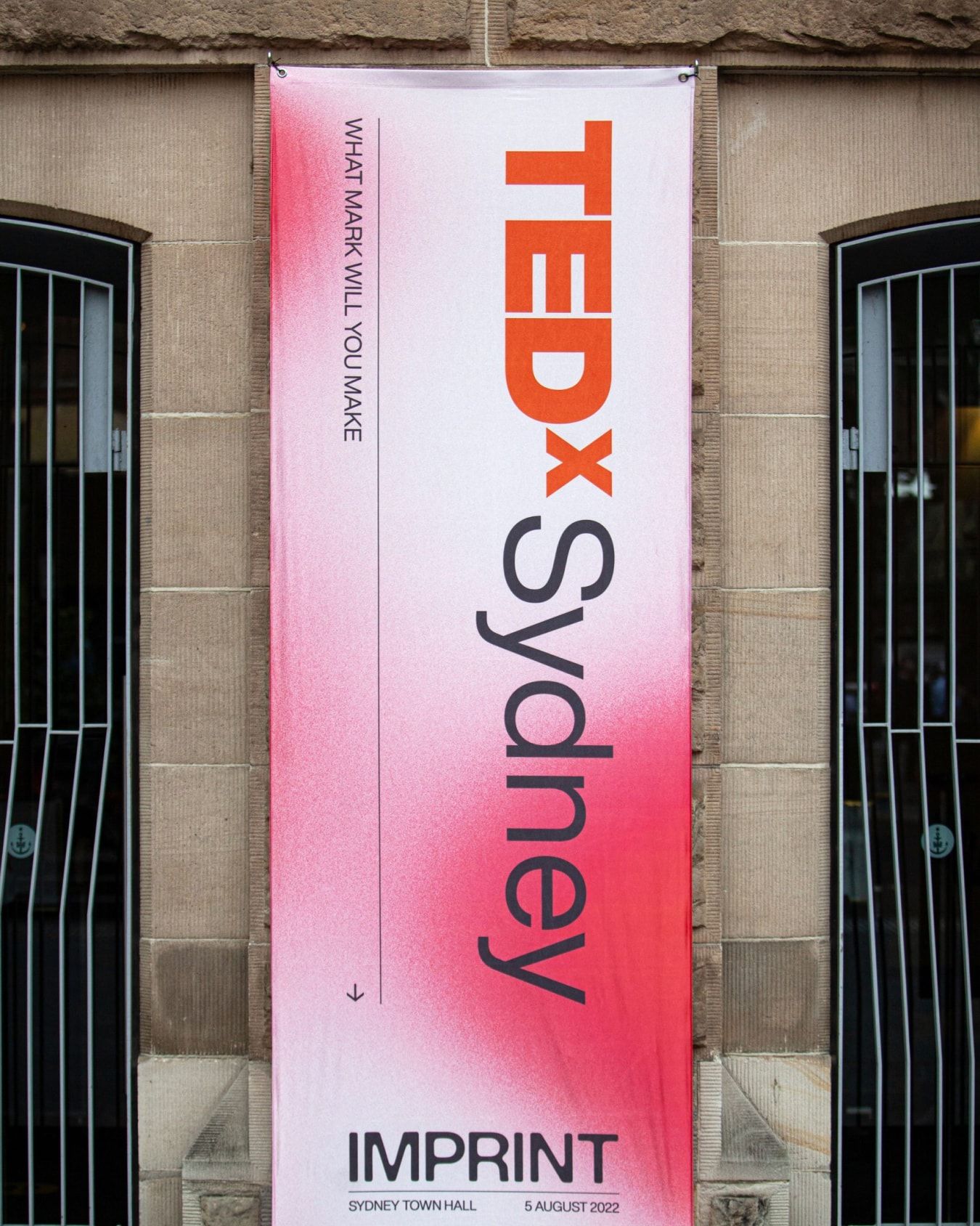 Flag with logo and branding.